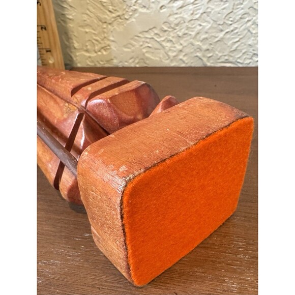 Asian Hand Crafted Vintage Wood Man with Walking Stick Figure Sculpture Folk Art - Picture 6 of 7